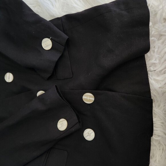 MICHELLE STUART Women size 6 Black Linen‎ Blazer Double Breasted Made in USA - Picture 11 of 16